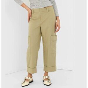 Vince Womens Cotton Cropped Utility Pants Size 16 Khaki